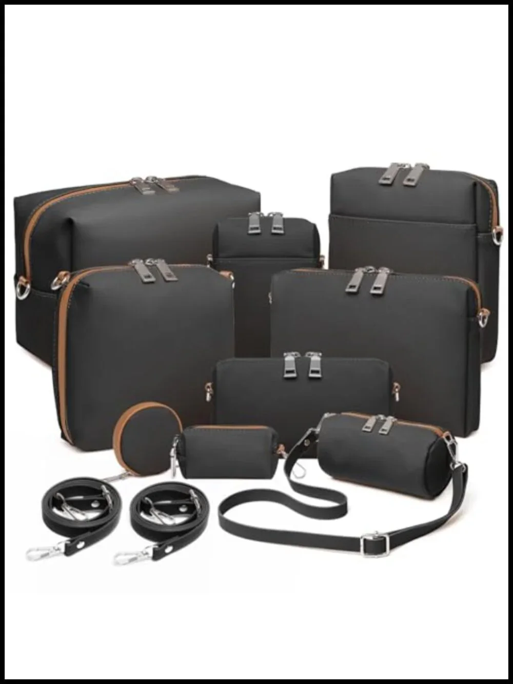 10-Piece Waterproof PU Leather Travel Makeup Bag Set